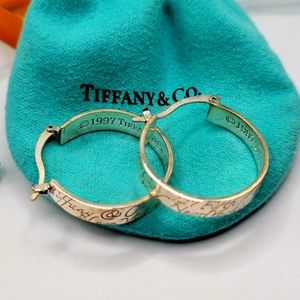 Tiffany & Co. Large Hoop Earrings. Marked Return  Tiffany 925 handwriting script